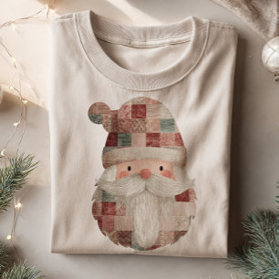 Patchwork Santa Retro Quilt Vintage Christmas  T-Shirt