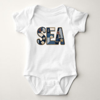 Patchwork Sea Quilted PNG Coastal Sewing Design Baby Bodysuit