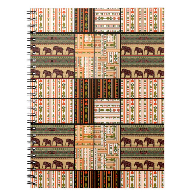 Patchwork seamless african ornamental pattern text notebook (Front)