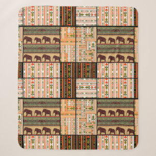 Patchwork seamless african ornamental pattern text sherpa blanket