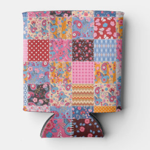 Patchwork seamless, cute fabric pattern. can cooler