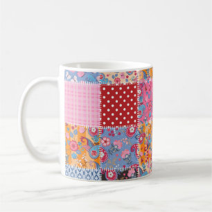 Patchwork seamless, cute fabric pattern. coffee mug