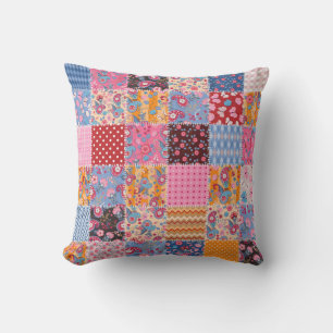 Patchwork seamless, cute fabric pattern. cushion