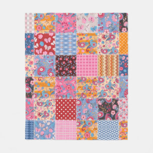 Patchwork seamless, cute fabric pattern. fleece blanket