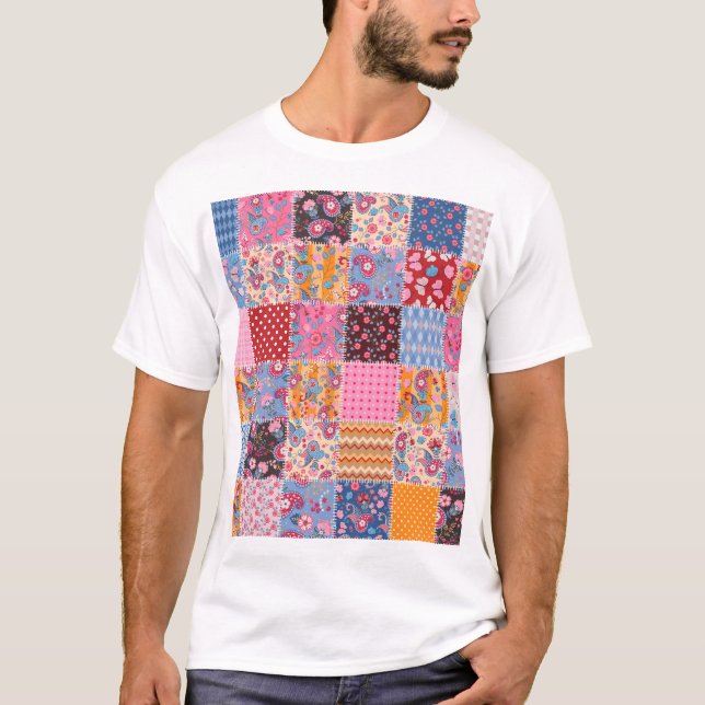 Patchwork seamless, cute fabric pattern. T-Shirt (Front)
