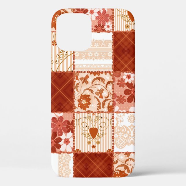 Patchwork seamless floral brown lace pattern backg Case-Mate iPhone case (Back)