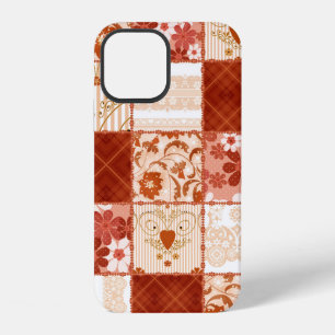 Patchwork seamless floral brown lace pattern backg iPhone 12 case