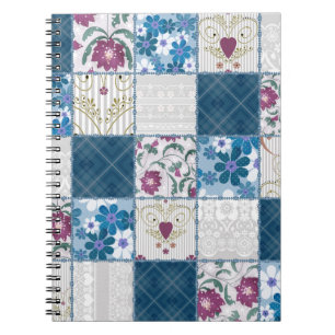 Patchwork seamless floral lace pattern background notebook