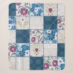 Patchwork seamless floral lace pattern background sherpa blanket