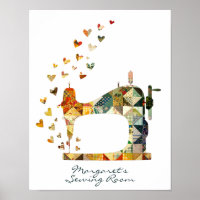 Patchwork Sewing Machine Hearts
