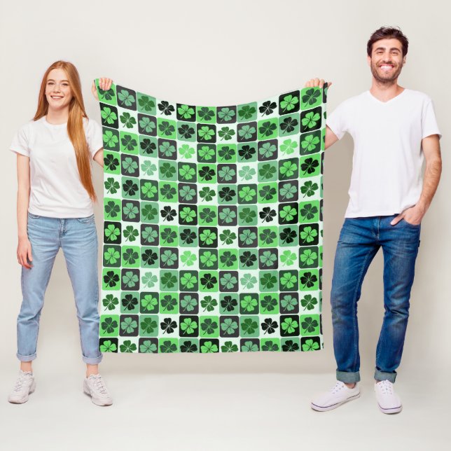 Patchwork Shamrocks Fleece Blanket (In Situ)