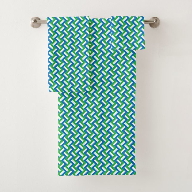 Patchwork Sierra Leone Flag Pattern  Bath Towel Set (Insitu)