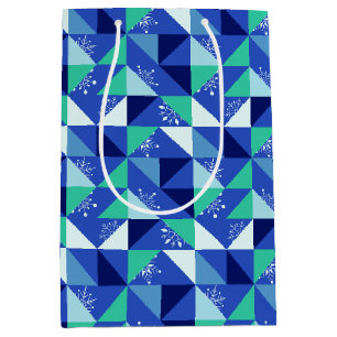 Patchwork Snowflakes - Blue Background - Gift Bag