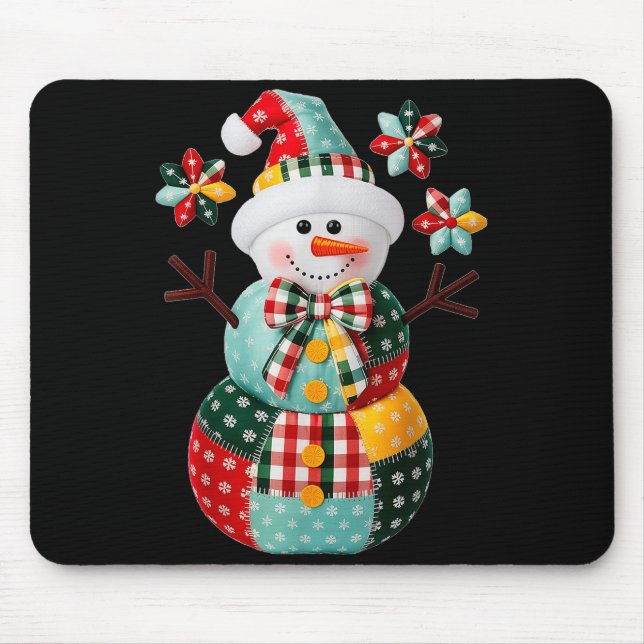 Patchwork Snowman Christmas Preppy Cute Xmas Men W Mouse Pad (Front)