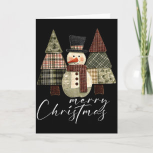 Patchwork Snowman,patchwork Christmas Tree Funny G Card