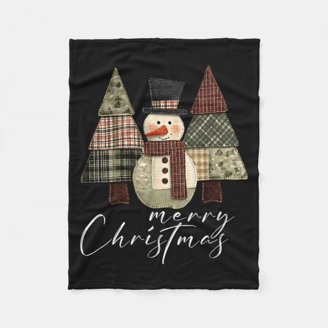 Patchwork Snowman,patchwork Christmas Tree Funny G Fleece Blanket (Front)