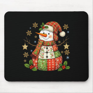 Patchwork Snowman Preppy Girly Christmas Xmas Holi Mouse Pad