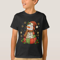 Patchwork Snowman Preppy Girly Christmas Xmas Holi