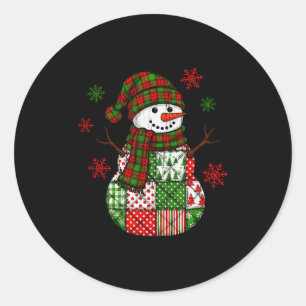 Patchwork Snowman, Retro Funny Christmas Classic Round Sticker
