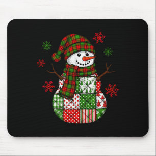 Patchwork Snowman, Retro Funny Christmas Mouse Pad