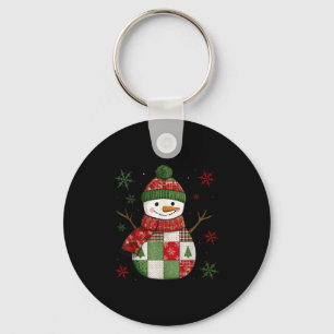 Patchwork Snowman Retro Funny Christmas Snowman Ho Key Ring