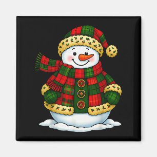 Patchwork Snowman Retro Funny Christmas Snowman Ho Magnet