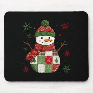 Patchwork Snowman Retro Funny Christmas Snowman Ho Mouse Pad