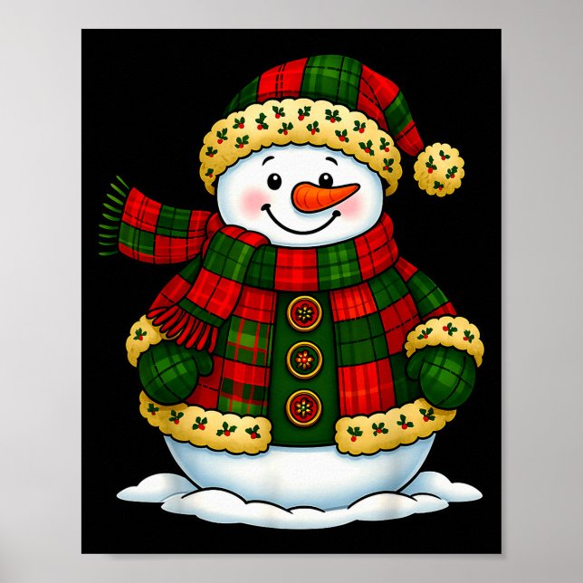 Patchwork Snowman Retro Funny Christmas Snowman Ho Poster (Front)