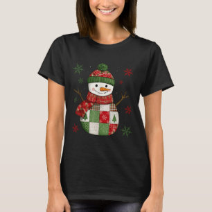 Patchwork Snowman Retro Funny Christmas Snowman Ho T-Shirt