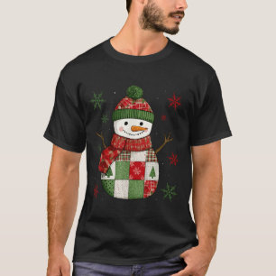 Patchwork Snowman Retro Funny Christmas Snowman Ho T-Shirt