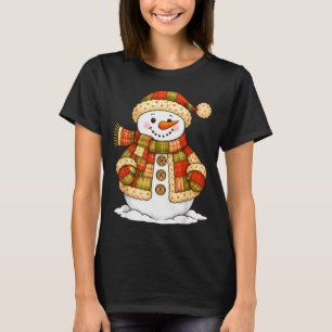 Patchwork Snowman Retro Funny Snowman Holiday Chri T-Shirt