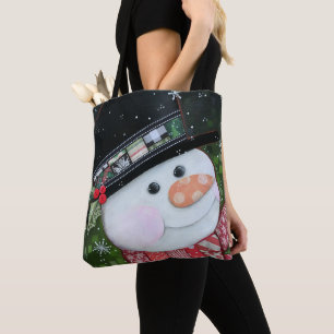 Patchwork Snowman Tote Bag