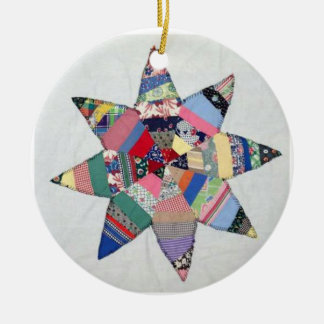 Patchwork star quilt holiday ornament