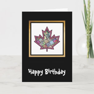 Patchwork Stitched Maple Leaf  5 Card