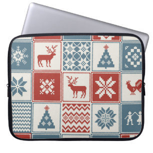 Patchwork Style: Christmas Ornamental Pattern Laptop Sleeve