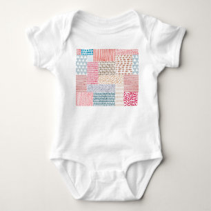 Patchwork Style Cute Doodle Pattern Baby Bodysuit