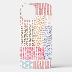 Patchwork Style Cute Doodle Pattern iPhone 12 Case
