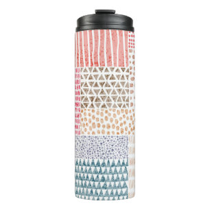Patchwork Style Cute Doodle Pattern Thermal Tumbler