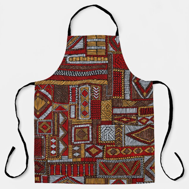Patchwork Style Embroidered Ethnic Print Apron (Front)