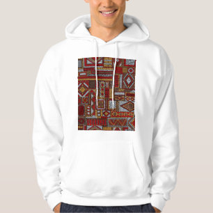 Patchwork Style Embroidered Ethnic Print Hoodie
