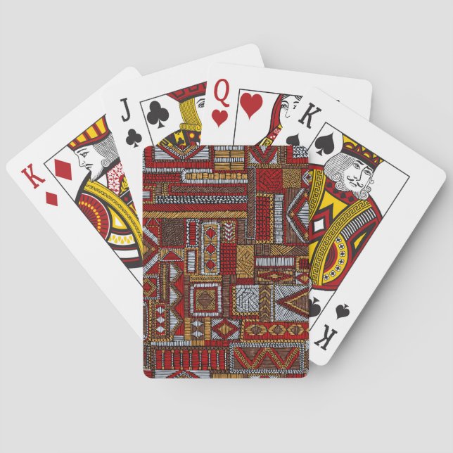 Patchwork Style Embroidered Ethnic Print Playing Cards (Back)