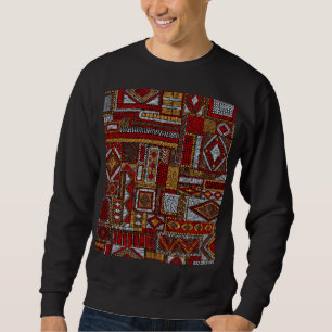 Patchwork Style Embroidered Ethnic Print Sweatshirt