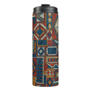 Patchwork Style Embroidered Vintage Print Thermal Tumbler