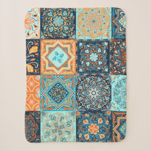 Patchwork Style. Seamless Pattern of 16 decorative Sherpa Blanket