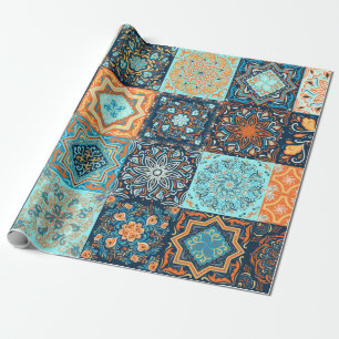 Patchwork Style. Seamless Pattern of 16 decorative Wrapping Paper