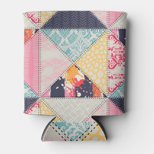 Patchwork Style: Versatile Seamless Design. Can Cooler (Front)