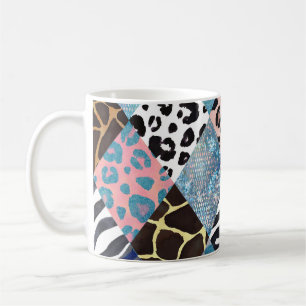 Patchwork style, watercolor collage pattern. coffee mug