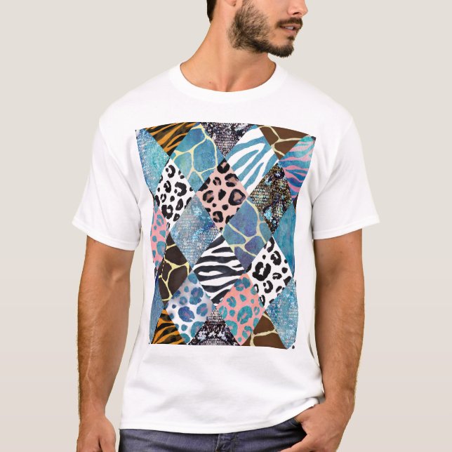 Patchwork style, watercolor collage pattern. T-Shirt (Front)