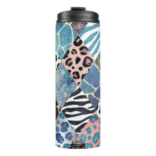Patchwork style, watercolor collage pattern. thermal tumbler