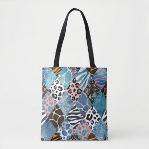 Patchwork style, watercolor collage pattern. tote bag